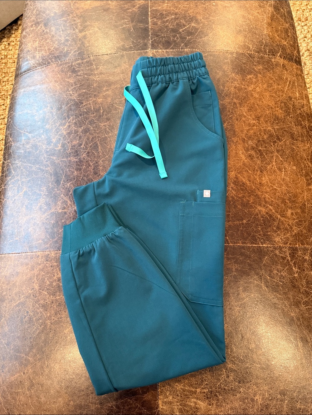 Womens Caribbean blue Jogger Pants with Drawstring and elastic waistband